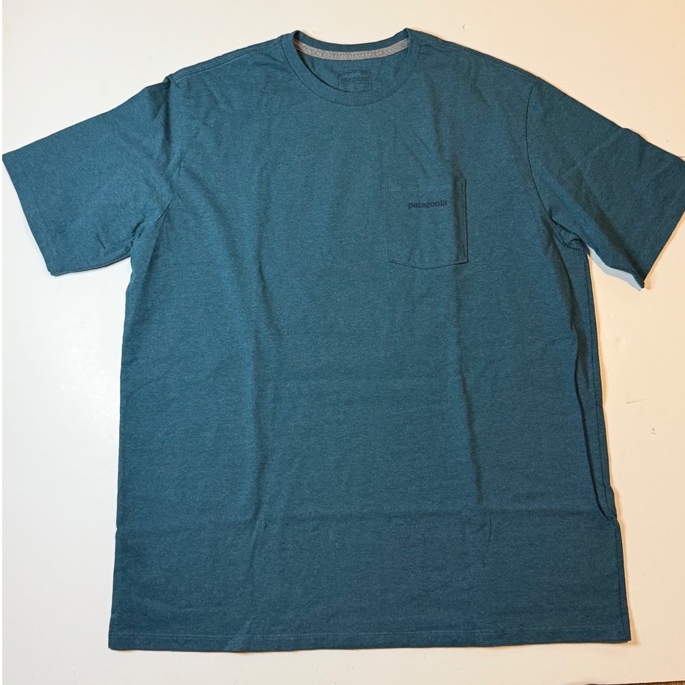 Patagonia Responsibili-Tee Mens Large Teal Pocket T-Shirt